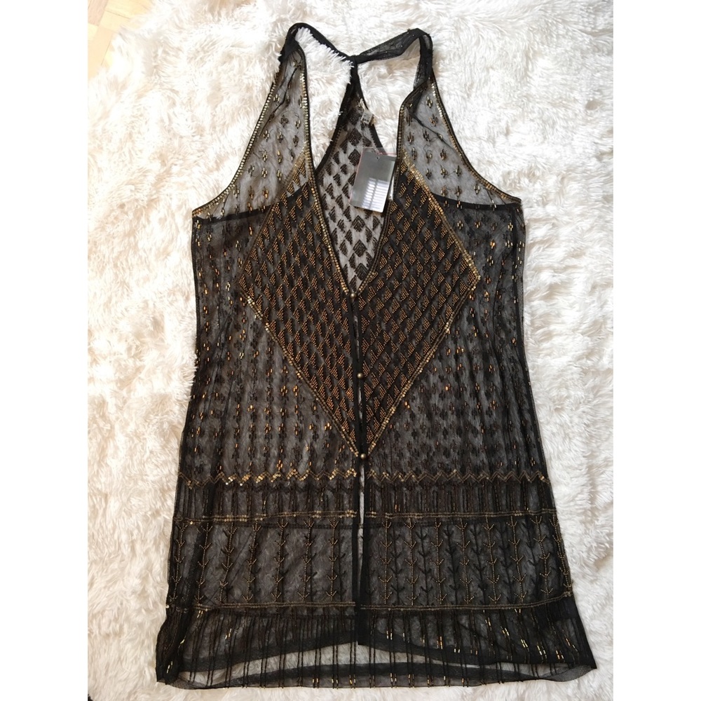 Black and Gold Ecote hand beaded Cardi/Slip